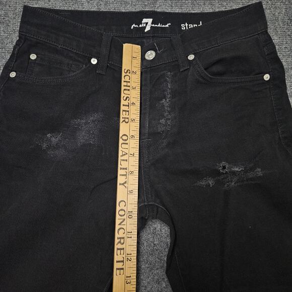 7 For All Mankind Jeans Black Distressed Bootcut Stretch Denim Grunge Style - Picture 13 of 15